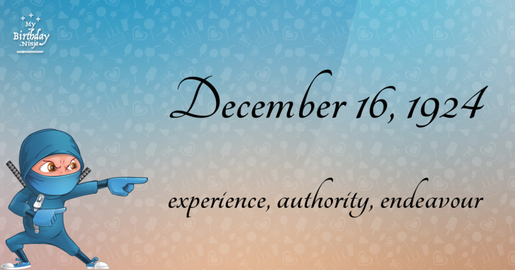 December 16, 1924 Birthday Ninja