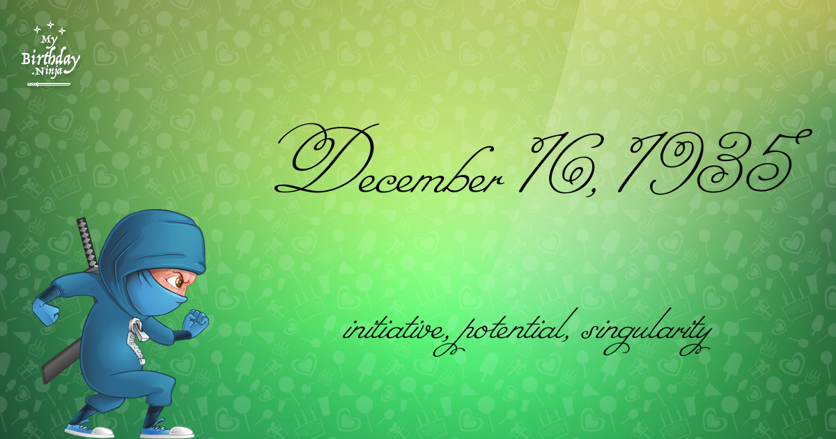 December 16, 1935 Birthday Ninja Poster