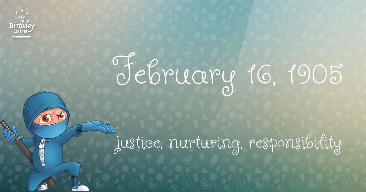 February 16, 1905 Birthday Ninja Poster