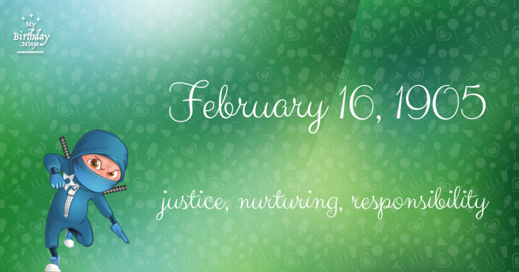 February 16, 1905 Birthday Ninja