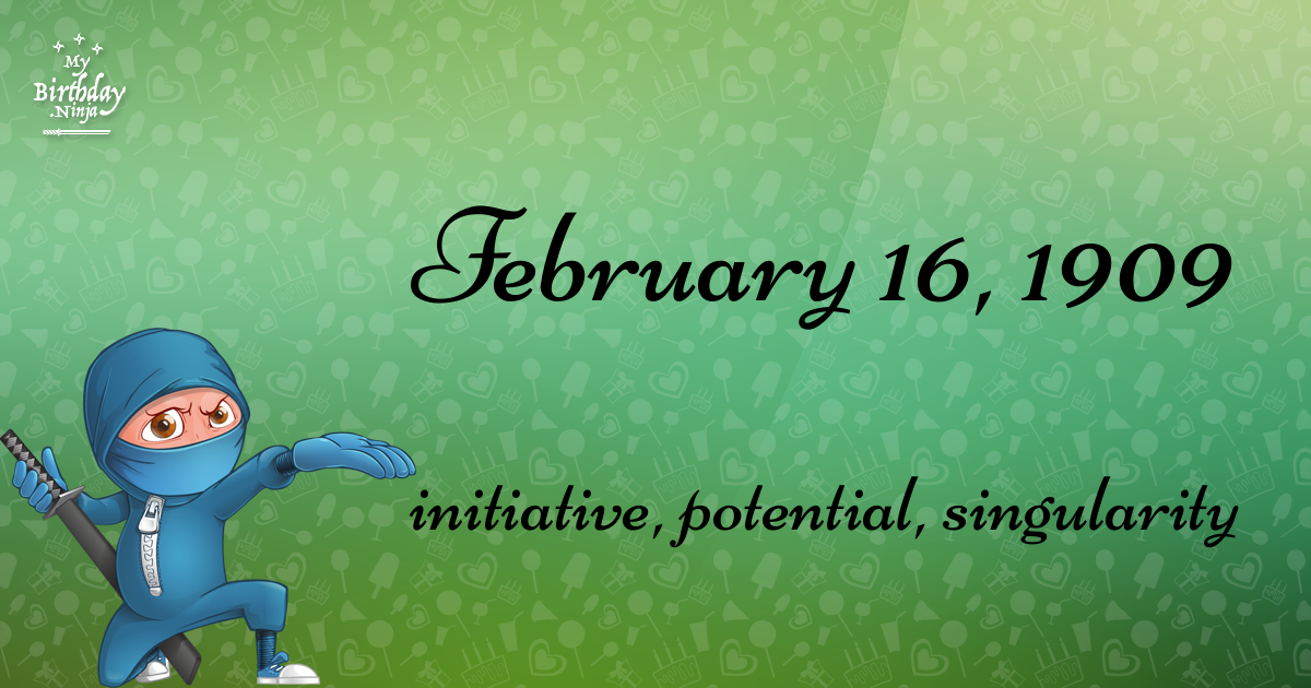 February 16, 1909 Birthday Ninja Poster
