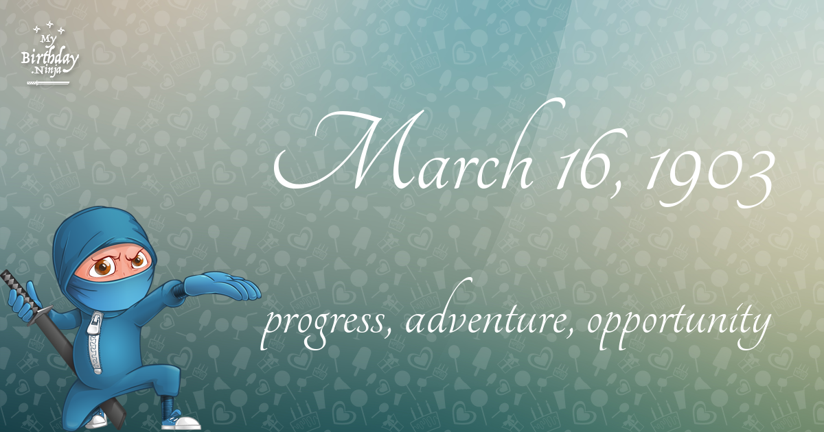 March 16, 1903 Birthday Ninja Poster