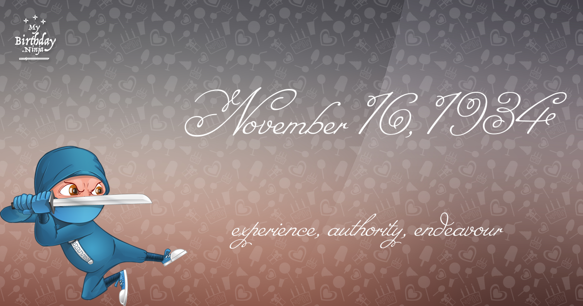 November 16, 1934 Birthday Ninja Poster