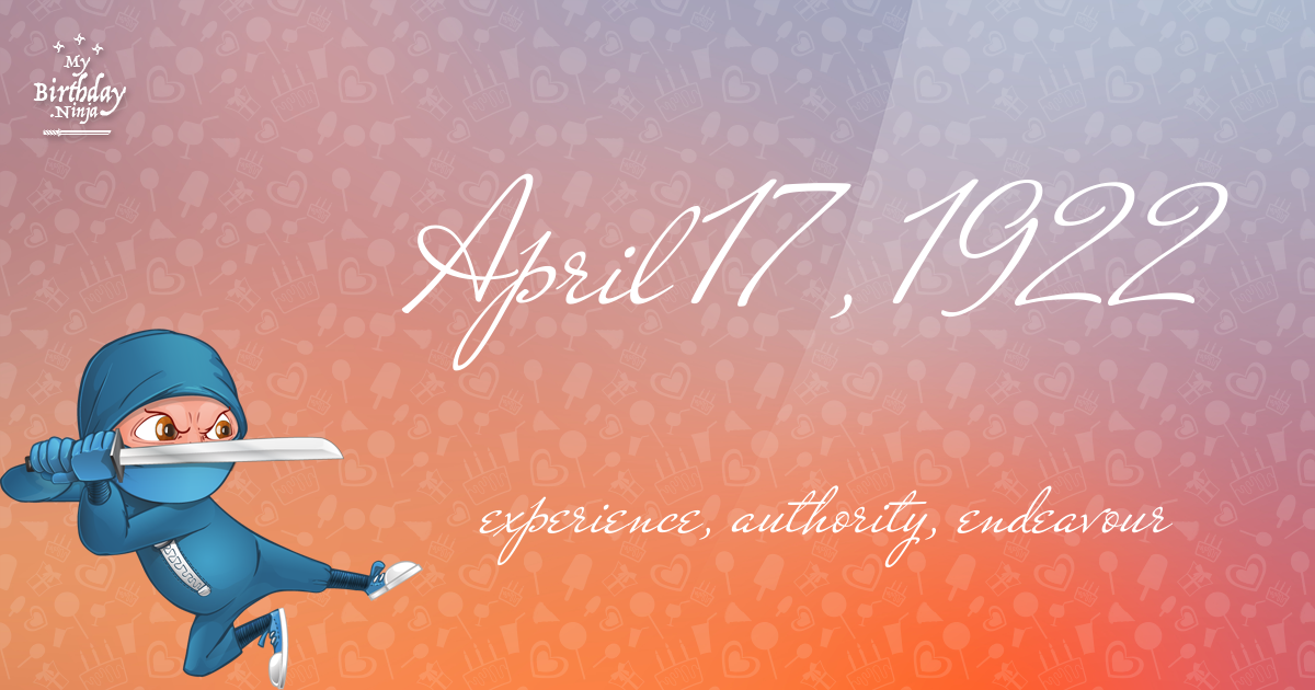 April 17, 1922 Birthday Ninja Poster