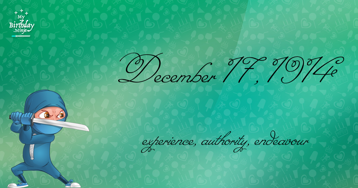 December 17, 1914 Birthday Ninja Poster