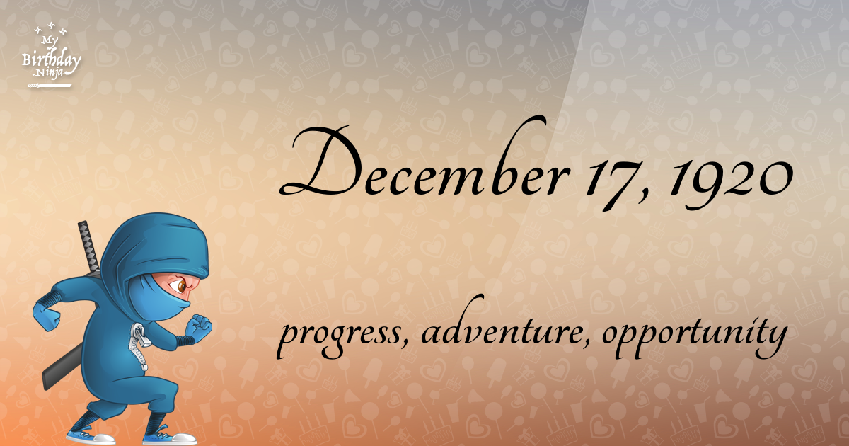 December 17, 1920 Birthday Ninja Poster