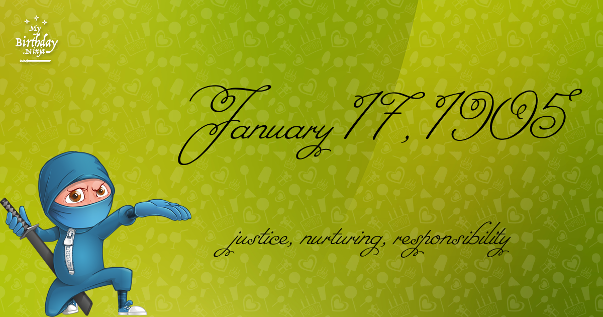 January 17, 1905 Birthday Ninja Poster