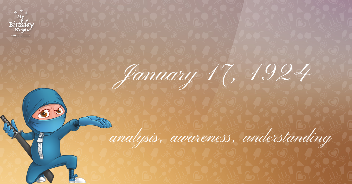 January 17, 1924 Birthday Ninja Poster