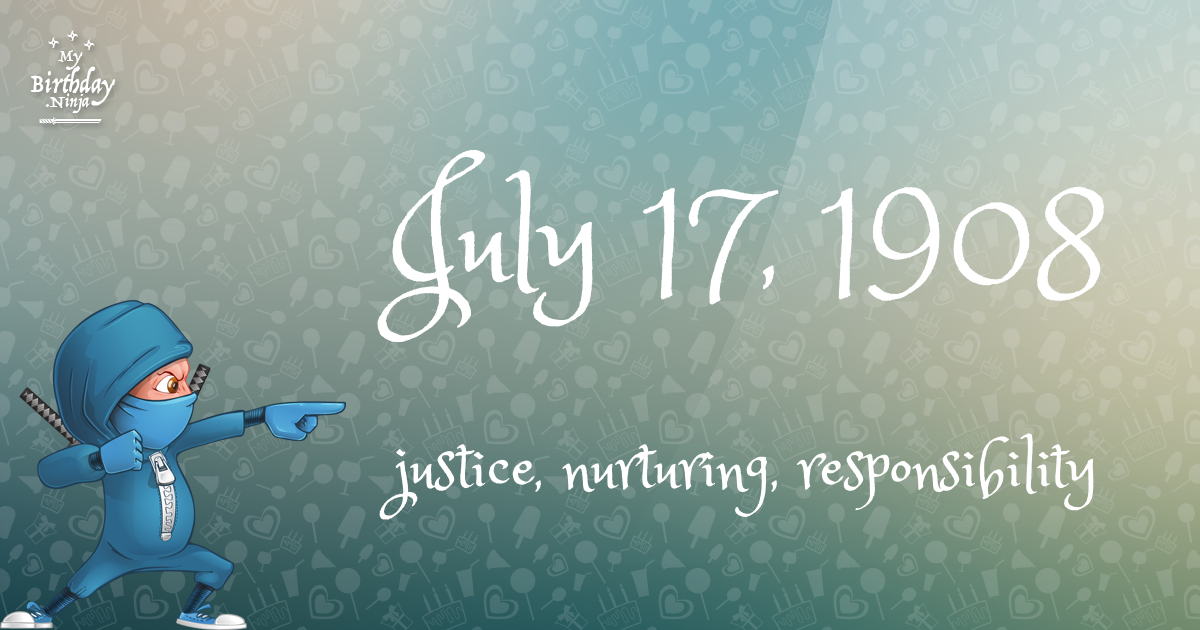 July 17, 1908 Birthday Ninja Poster