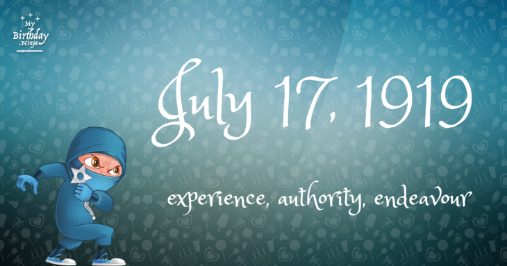 July 17, 1919 Birthday Ninja