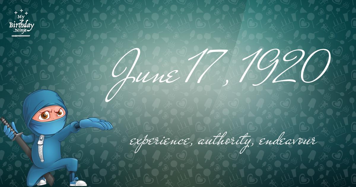 June 17, 1920 Birthday Ninja Poster