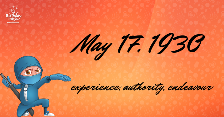 May 17, 1930 Birthday Ninja