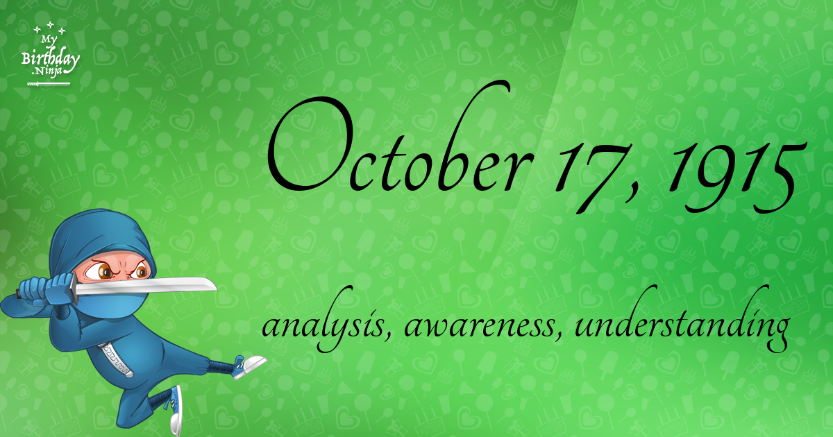 October 17, 1915 Birthday Ninja Poster
