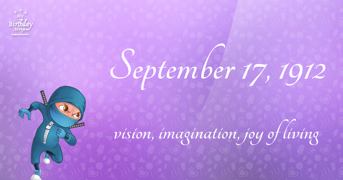 September 17, 1912 Birthday Ninja Poster