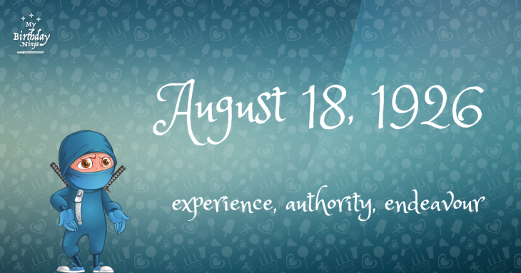 August 18, 1926 Birthday Ninja