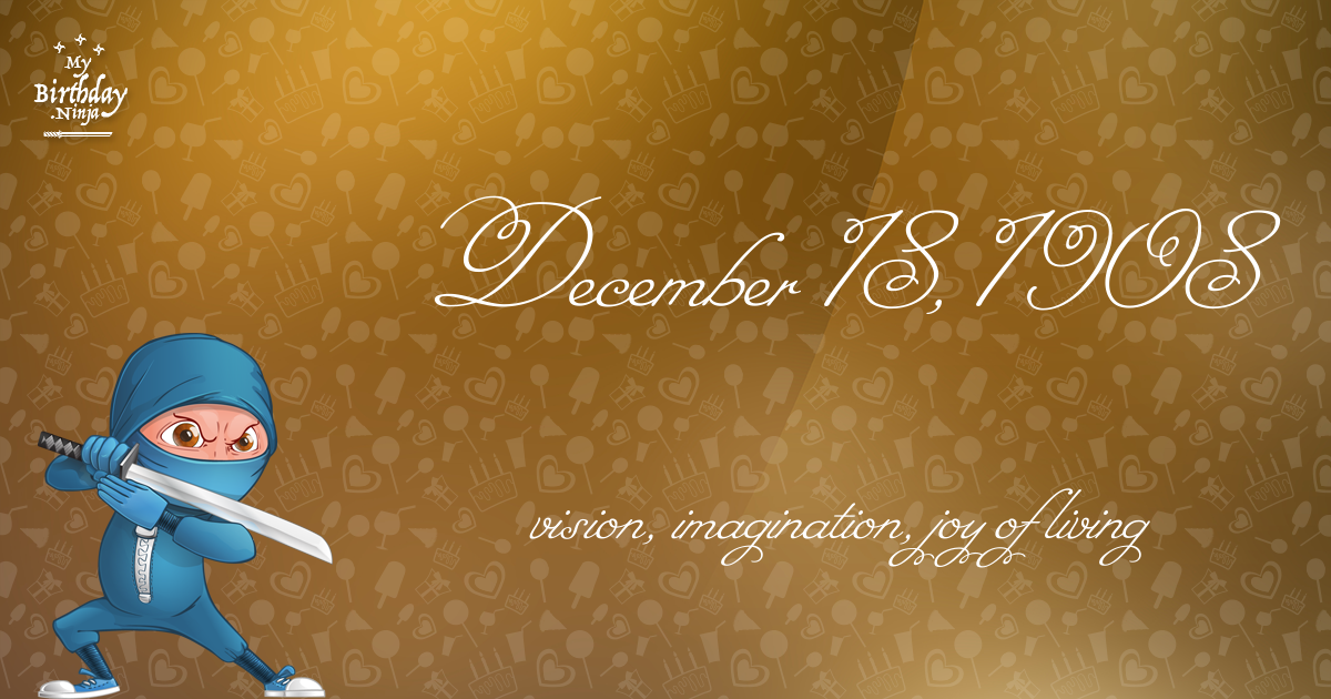 December 18, 1908 Birthday Ninja Poster