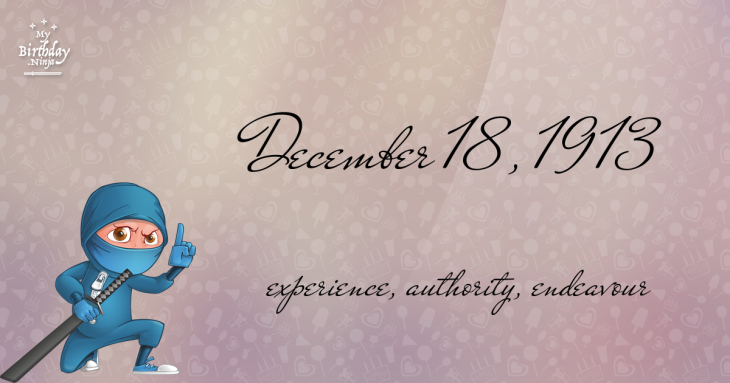 December 18, 1913 Birthday Ninja