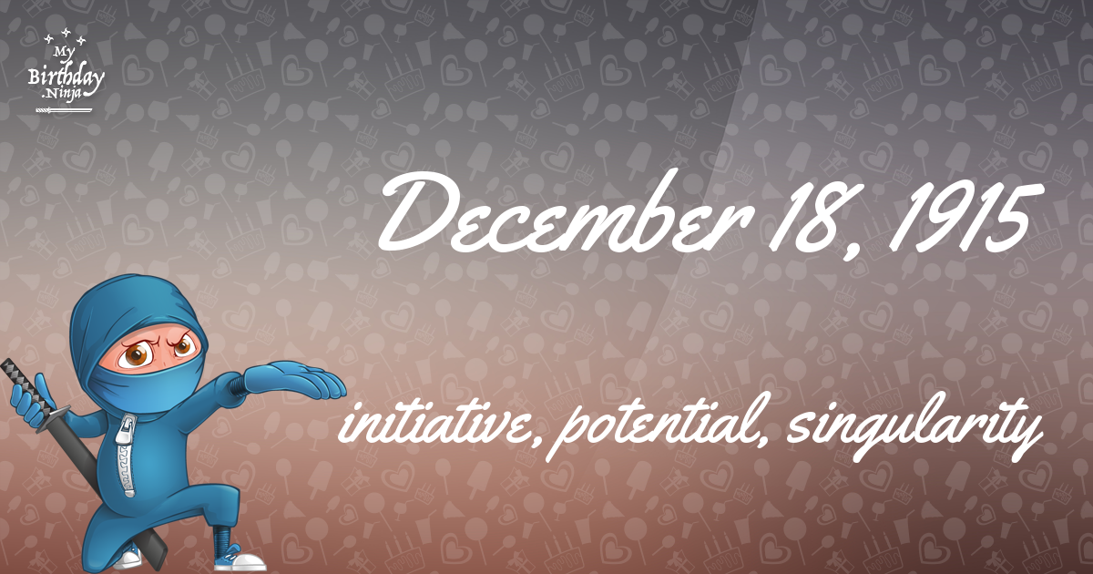 December 18, 1915 Birthday Ninja Poster