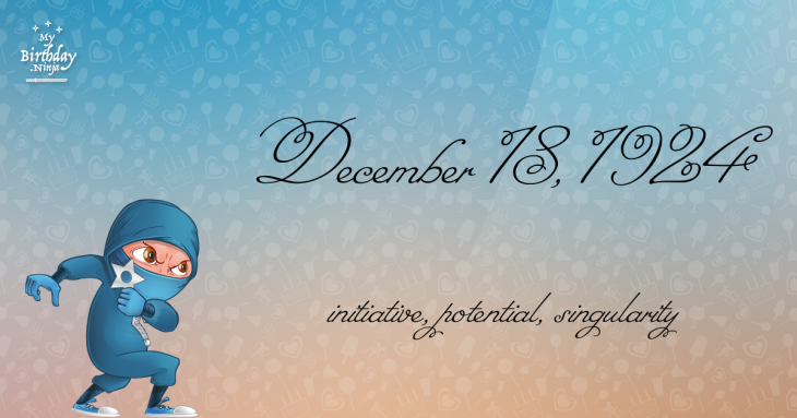December 18, 1924 Birthday Ninja