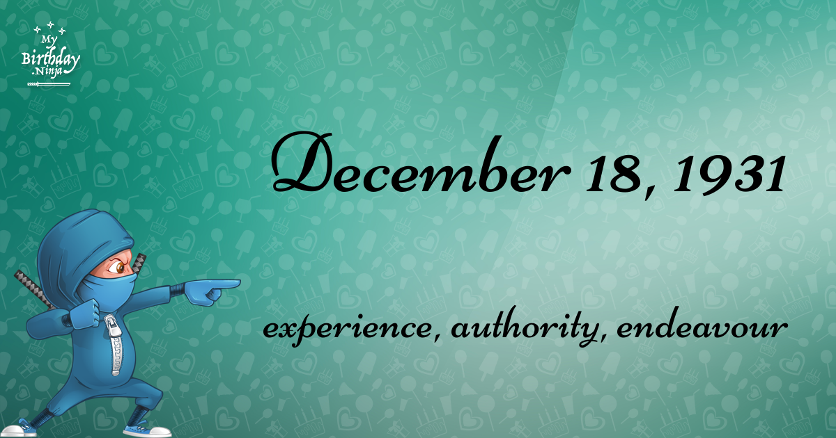 December 18, 1931 Birthday Ninja Poster