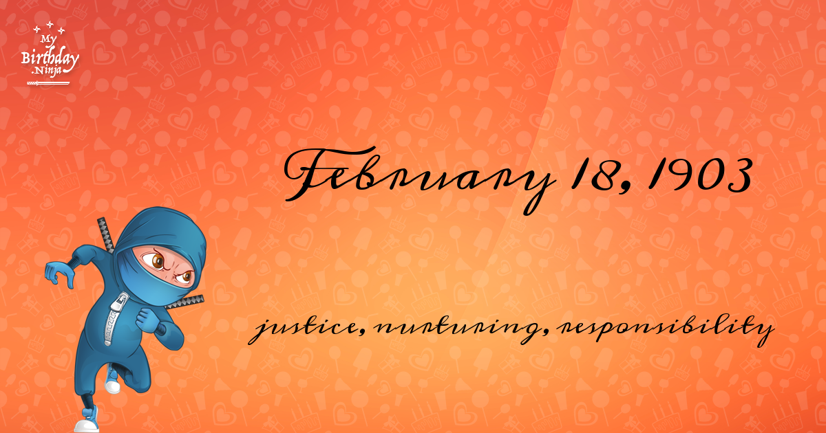 February 18, 1903 Birthday Ninja Poster