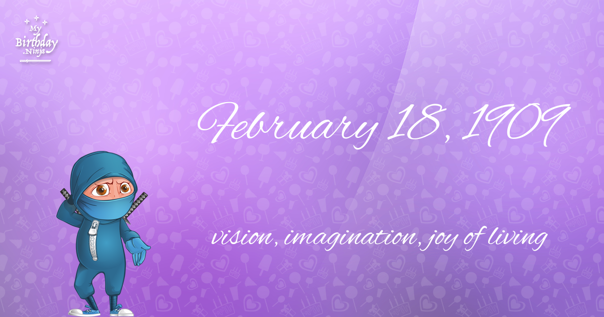 February 18, 1909 Birthday Ninja Poster