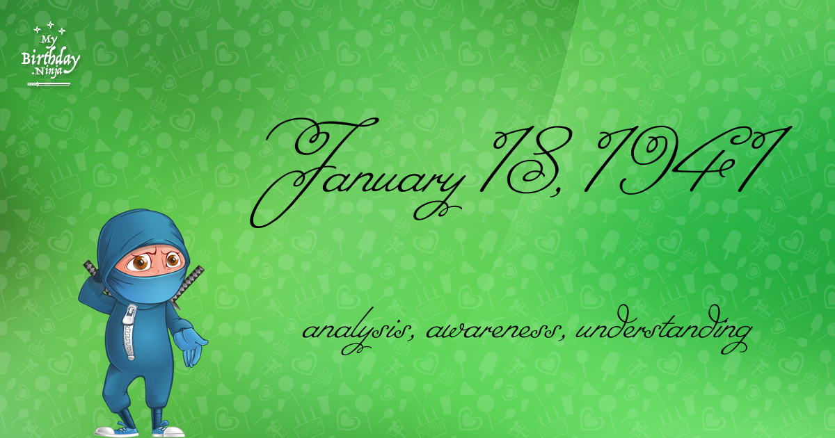 January 18, 1941 Birthday Ninja Poster
