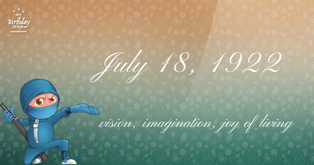July 18, 1922 Birthday Ninja Poster