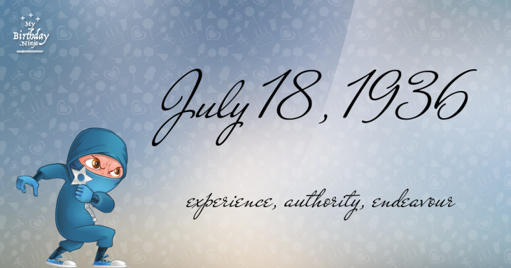 July 18, 1936 Birthday Ninja