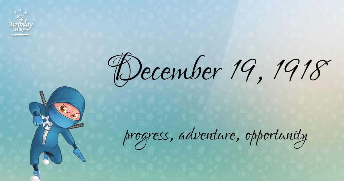 December 19, 1918 Birthday Ninja Poster