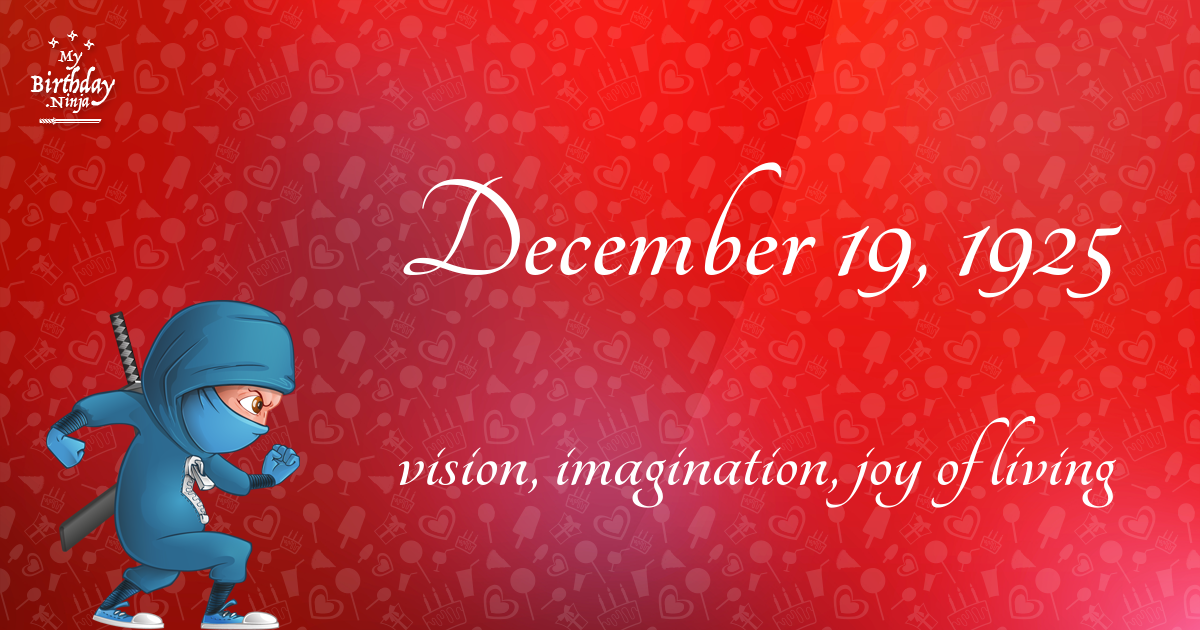 December 19, 1925 Birthday Ninja Poster