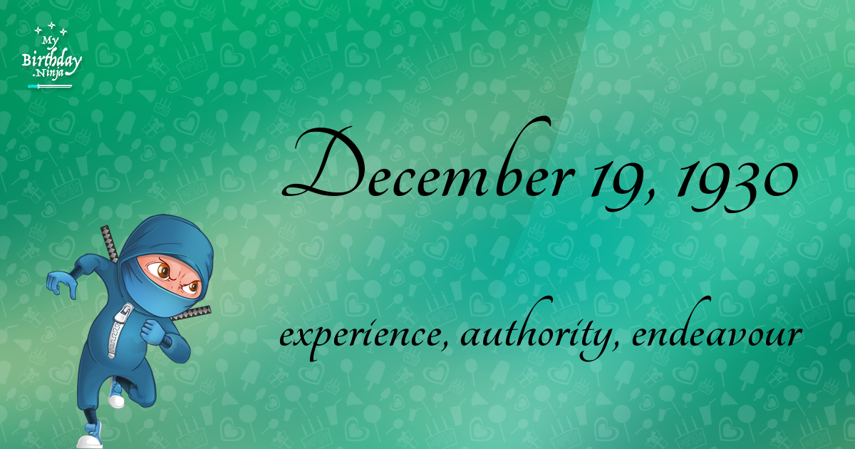 December 19, 1930 Birthday Ninja Poster