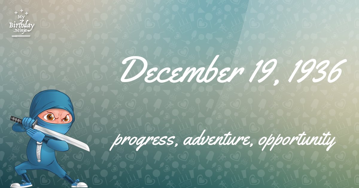 December 19, 1936 Birthday Ninja Poster