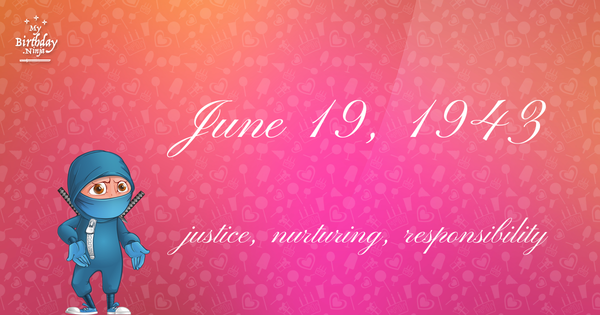 June 19, 1943 Birthday Ninja Poster