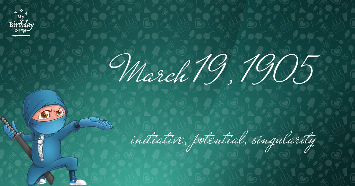 March 19, 1905 Birthday Ninja Poster