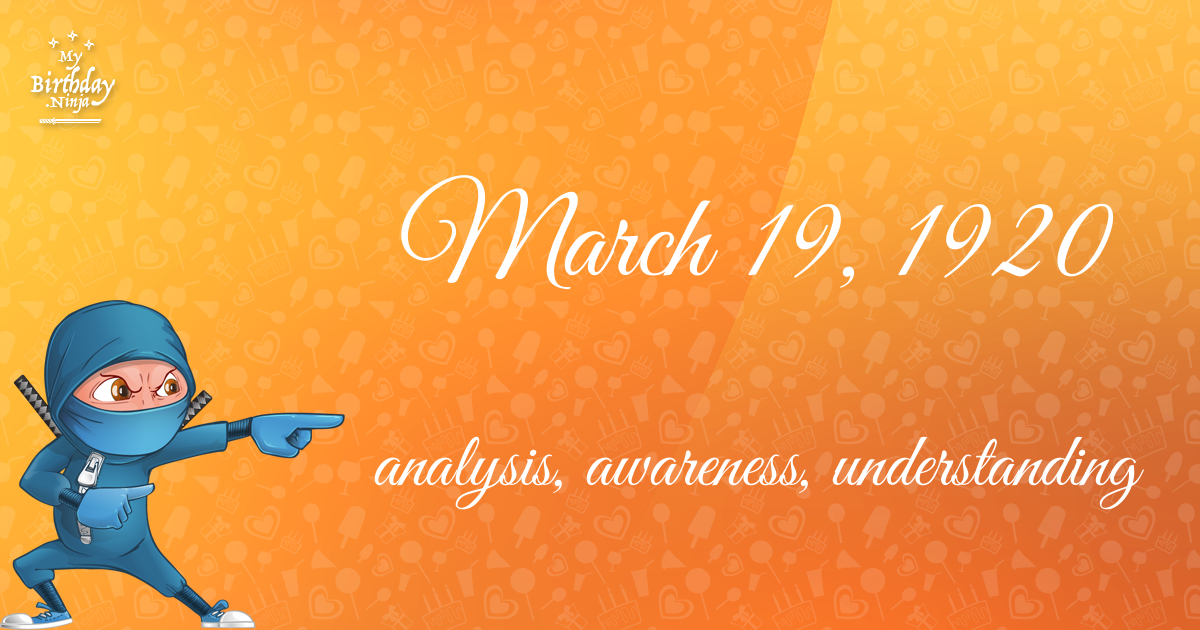 March 19, 1920 Birthday Ninja Poster