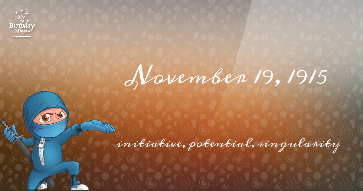 November 19, 1915 Birthday Ninja Poster