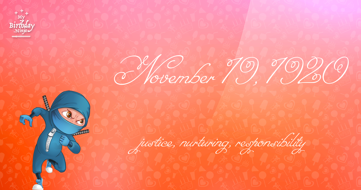 November 19, 1920 Birthday Ninja Poster