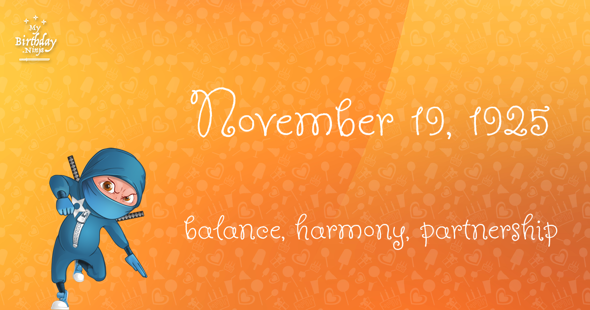 November 19, 1925 Birthday Ninja Poster