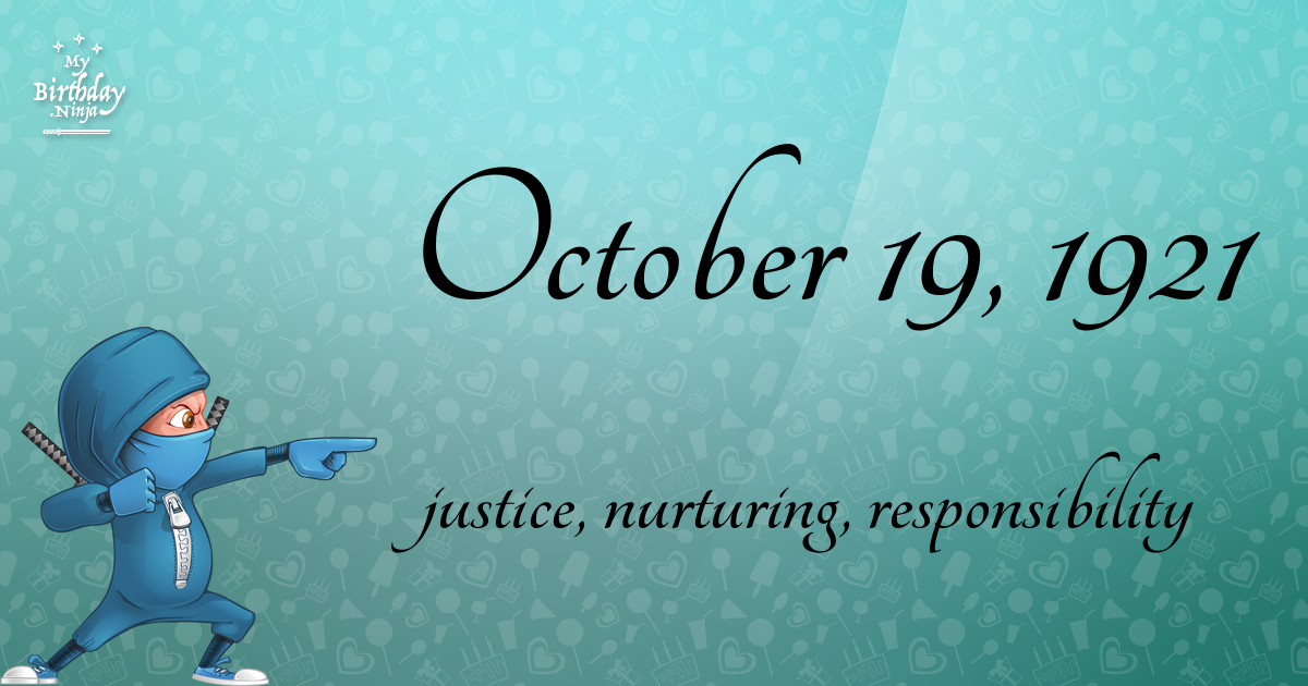 October 19, 1921 Birthday Ninja Poster