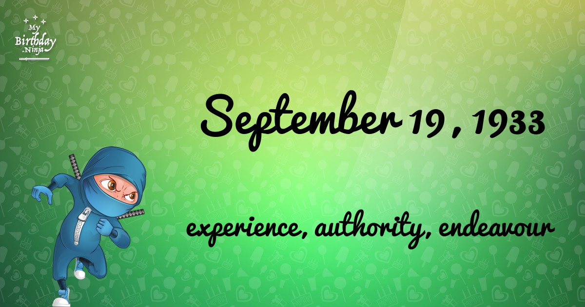 September 19, 1933 Birthday Ninja Poster