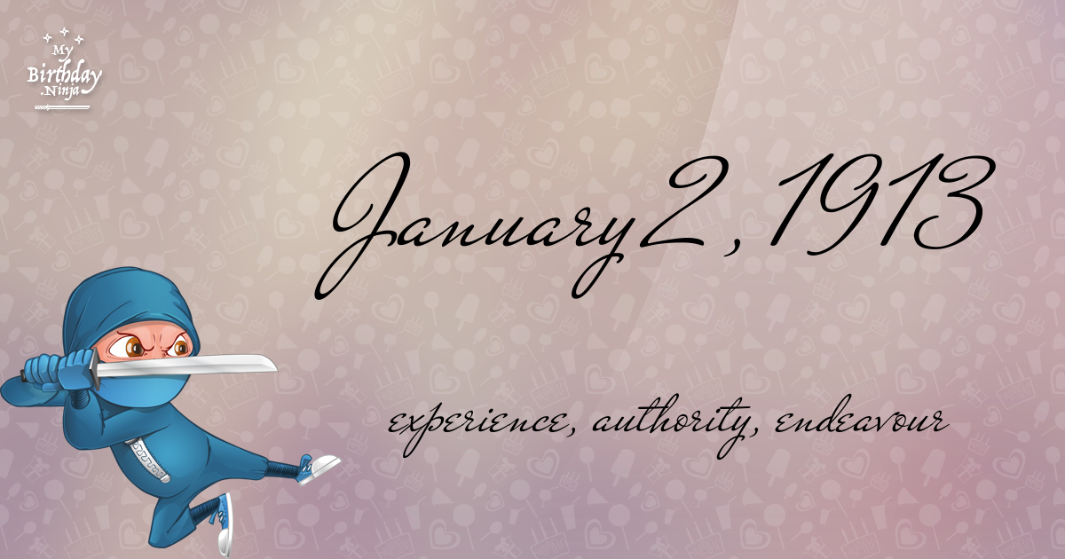 January 2, 1913 Birthday Ninja Poster