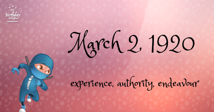 March 2, 1920 Birthday Ninja