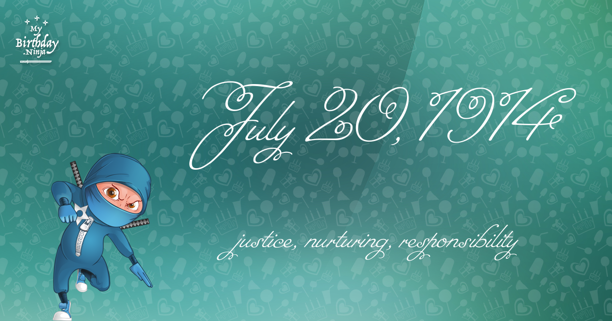 July 20, 1914 Birthday Ninja Poster