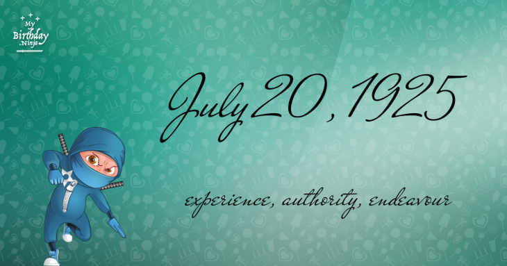 July 20, 1925 Birthday Ninja