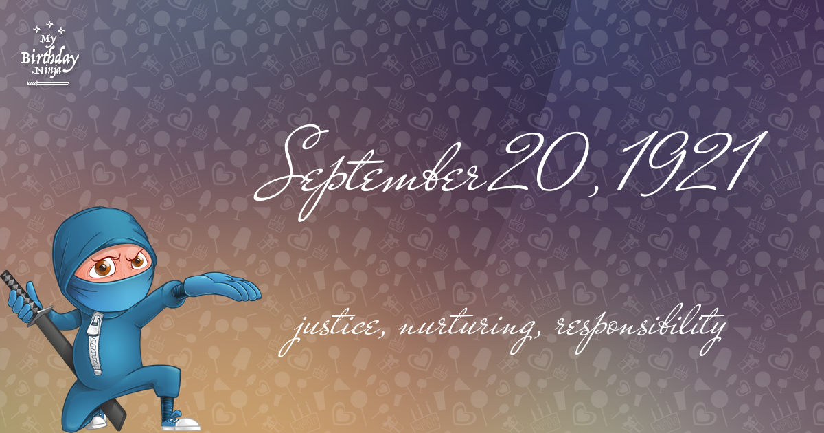 September 20, 1921 Birthday Ninja Poster