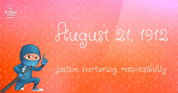 August 21, 1912 Birthday Ninja