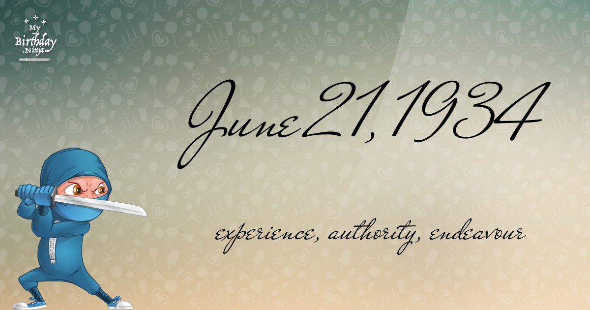 June 21, 1934 Birthday Ninja Poster