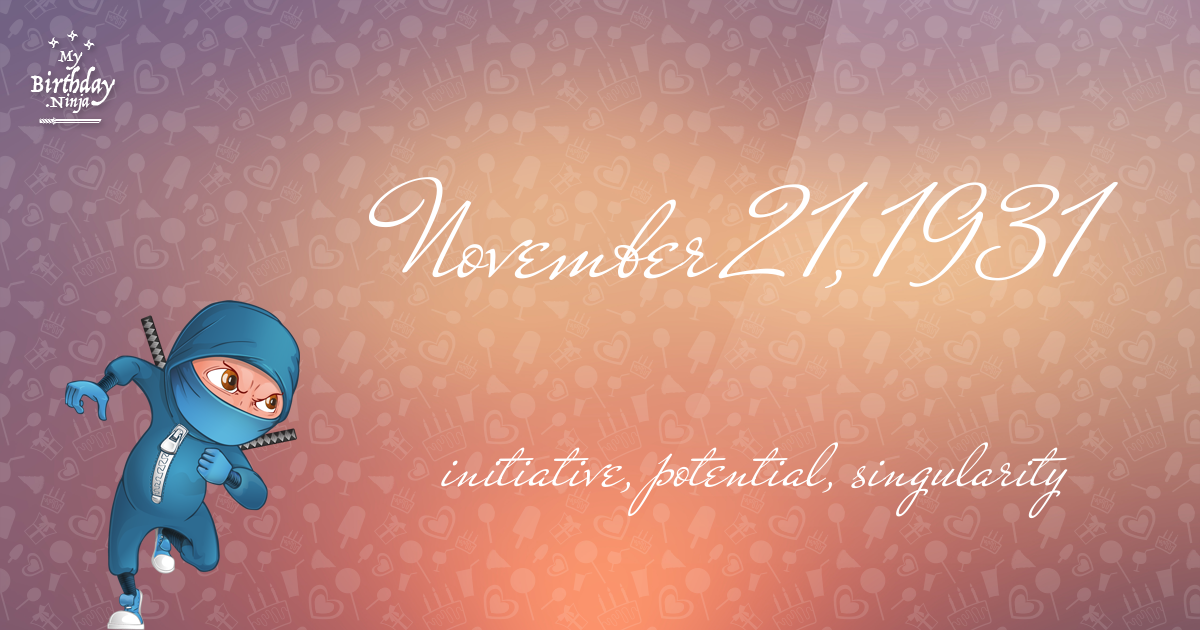 November 21, 1931 Birthday Ninja Poster