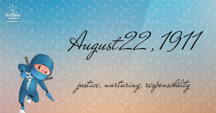 August 22, 1911 Birthday Ninja